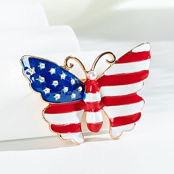 Butterfly Independence Day Enamel Pins, Light Gold Alloy Brooch, Butterfly, 47x58mm