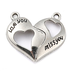 Античное Серебро Магнитные подвески из сплава, сердце, античное серебро, 23x27x6 мм, отверстие : 1.8 мм