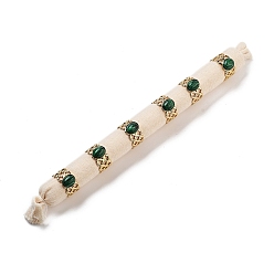 Малахит Ионное покрытие (ip) 304 полые широкие манжетные кольца из нержавеющей стали, Женское кольцо из овального синтетического малахита, реальный 18 k позолоченный, 11 мм, 6 шт / комплект