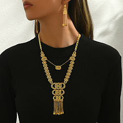 Золотой Винтажный сплав, полые кисточки, ожерелья и серьги, комплект для женской свадебной вечеринки, золотые