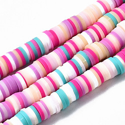 Colorful Handmade Polymer Clay Beads Strands, for DIY Jewelry Crafts Supplies, Heishi Beads, Disc/Flat Round, Colorful, 6x0.5~1mm, Hole: 1.8mm, about 290~320pcs/strand, 15.75 inch~16.14 inch(40~41cm)