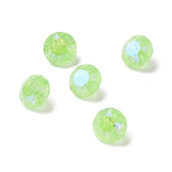 Peridot Crackle Moonlight Style Glass Rhinestone Cabochons, Pointed Back, Diamond, Peridot, 6.2x4.2mm