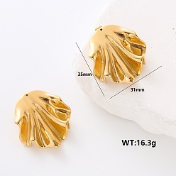 Золотой Серьги-гвоздики из нержавеющей стали с подвесками-складочками, золотые, 35x31 мм