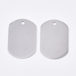 Stainless Steel Color 201 Stainless Steel Pendants, Rectangle, Blank Stamping Tag, Stainless Steel Color, 30x20x0.8mm, Hole: 2mm