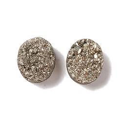 Druzy Agate Electroplate Natural Druzy Agate Cabochons, Imitation Pyrite, Oval, 12x10x5~6mm