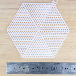 White Hexagon-shaped Plastic Mesh Canvas Sheet, for DIY Knitting Bag Crochet Projects Accessories, White, 140mm