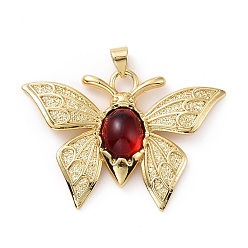 FireBrick Opaque Resin Pendants, Butterfly Charm, with Real 18K Gold Plated Brass Findings, Cadmium Free & Lead Free, Real 18K Gold Plated, FireBrick, 27x39.5x6mm, Hole: 3.5x4mm