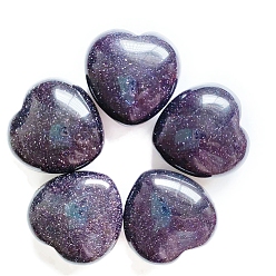 Blue Goldstone Synthetic Blue Goldstone Healing Stones, Heart Love Stones, Pocket Palm Stones for Reiki Ealancing, 30x30x15mm