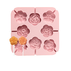 Flower Food Grade DIY Silicone Molds, Lollipop Moulds, Chocolate Hard Candy Sucker Maker, Flower, 120x120x15mm