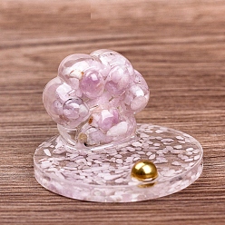Kunzite Resin Paw Print Mobile Phone Holder, with Natural Kunzite Chips inside for Home Office Decorations, 80x58mm