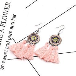 Pink HE-8362 Earrings fashion sun flower long tassel pendant accessories set of 12