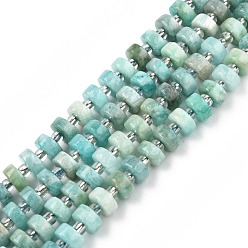 Amazonite Natural Amazonite Beads Strands, with Seed Beads, Heishi Beads, Flat Round/Disc, 6~6.5x3~3.5mm, Hole: 1mm, about 35~42pcs/strand, 7.09 inch~7.68 inch(18~19.5cm)