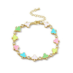 Doré  Bracelet chaîne à maillons en émail coloré et zircone cubique, bijoux en laiton pour femmes, or, 7-5/8 pouce (19.4 cm)