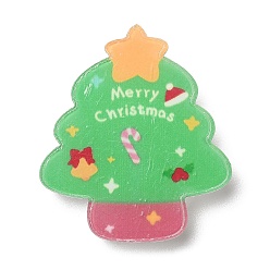 Christmas Tree Acrylic Brooch, with 201 Stainless Steel Pin, Christmas Tree, 31x27x7mm