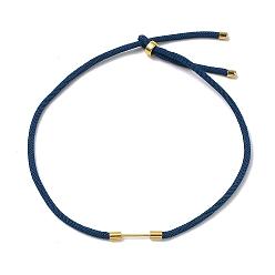 Marine Blue Adjustable Nylon Cord Necklace Making, with Brass Beadable Bar, Golden, Marine Blue, 18.11x0.16 inch(46x0.4cm)