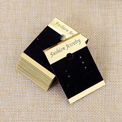 Gold PVC Earring Display Cards with Black Velvet, Rectangle, Gold, 5x3.7cm
