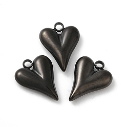 Черный Ионное покрытие (ip) 304 подвески из нержавеющей стали, шарма сердца, чёрные, 15x12x3.5 мм, отверстие : 1.8 мм