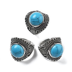 Синий Драгоценный Камень Регулируемые кольца из синтетического синего золота с золотым камнем, без свинца и без кадмия, старинные посеребренные латунные перстни для женщин, 22.5 мм, внутренний диаметр: 17 мм