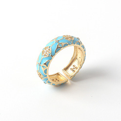 08 Colorful Enamel and Zirconia Ring in 18K Gold - Fashionable, Simple, Cute for Women
