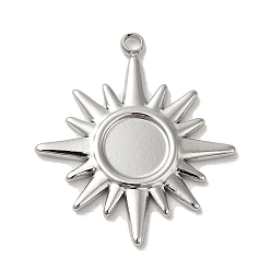 Stainless Steel Color Non-Tarnish 304 Stainless Steel Pendants, Sun Charm, Stainless Steel Color, Tray: 6mm, 22x19x1.5mm, Hole: 1.4mm