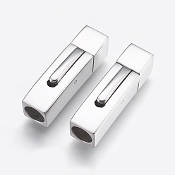 Stainless Steel Color 304 Stainless Steel Bayonet Clasps, Rectangle, Stainless Steel Color, 30x8mm, Hole: 6mm