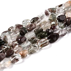 Lodolite Quartz Natural Lodolite Quartz Beads Strands, Nuggets, Tumbled Stone, 5~8.5x5.5~7x3.5~4mm, Hole: 0.7mm, about 64pcs/strand, 16.34 inch(41.5cm)