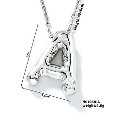 Letter A Ожерелья с подвеской в форме буквы из латуни, прозрачный кубический цирконий, ожерелья в стиле хип-хоп, платина, буква a, 15.75 дюйм (40 см)