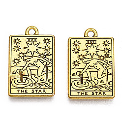 Antique Golden Rack Plating Alloy Pendants, Cadmium Free & Nickel Free & Lead Free, Tarot Charms, Antique Golden, The Star XVII, 23.5x14.5x1.5mm, Hole: 1.8mm
