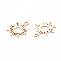 Real 18K Gold Plated Brass Charms, Nickel Free, Sun, Real 18K Gold Plated, 15x13x0.5mm, Hole: 1.5mm