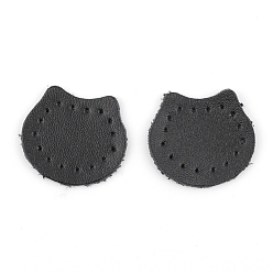 Black Cattlehide Label Tags, Leather Patches, with Holes, for DIY Jeans, Bags, Shoes, Hat Accessories, Bear Head, Black, 32x38x2mm