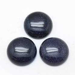 Blue Goldstone Synthetic Blue Goldstone Cabochons, Half Round, 24.5~25x4~7mm