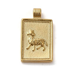 Taurus 304 Stainless Steel Pendants, Rectangle with Constellations, Real 14K Gold Plated, Taurus, 25x14x2mm, Hole: 2mm