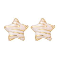 Снежный 304 серьги-гвоздики в форме звезд из нержавеющей стали с эмалью, реальный 18 k позолоченный, вакуумное покрытие pvd, снег, 25x26 мм