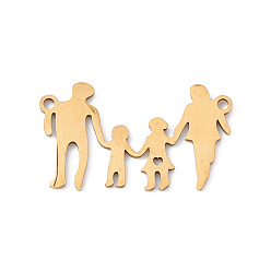 Golden 304 Stainless Steel The Family Connector Charms, Men & Women & Kid, Golden, 14.5x25x1mm, Hole: 1.4mm