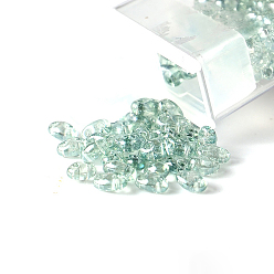 Aigue-Marine Moyen 10g perles de verre tchèque transparentes, 2-trou, ovale, aigue-marine moyenne, 5x2.5mm