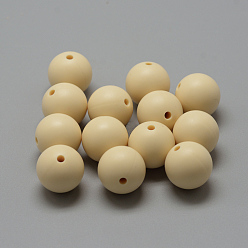 Moccasin Food Grade Eco-Friendly Silicone Beads, Round, Moccasin, 14~15mm, Hole: 2mm