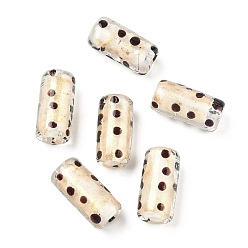 Желтая Старая Ткань  Бусины ручной работы бусины золотого песка, столбец в горошек, старое кружево, 20x10 мм, отверстие: 1.60 мм