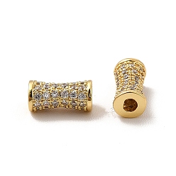 Golden Rack Plating Brass Micro Pave Cubic Zirconia Beads, Long-Lasting Plated, Cadmium Free & Lead Free, Column, Golden, 8.5x4.5x3.5mm, Hole: 1.2mm