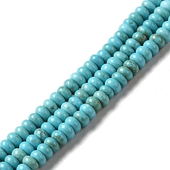 Turquoise Natural Howlite Beads Strands, Dyed, Rondelle, Turquoise, 4x2mm, Hole: 0.8mm, about 201pcs/strand, 15.83 inch(40.2cm)
