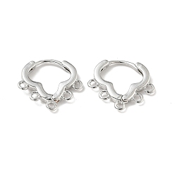 Платинированный Латунная фурнитура для хооп серег, с пятью горизонтальными петлями, без свинца, без кадмии и без никеля, Реальная платина, 15.5x17x2 мм, отверстие : 1.5 мм, штифты : 1 мм