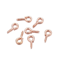 Rose Gold Iron Screw Eye Pin Peg Bails, For Half Drilled Beads, Rose Gold, 8x4mm, 200pcs/bag