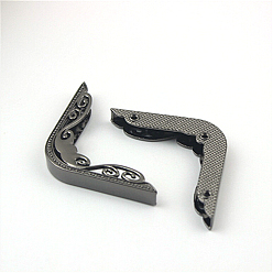 Gunmetal Alloy Bag Decorate Corners Protector, L-shaped Edge Guard Protector, for Handbags Book Album Accessories, Gunmetal, 4.5x4.5x0.7cm