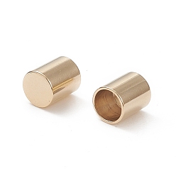 Real 24K Gold Plated 201 Stainless Steel Cord Ends, End Caps, Column, Real 24K Gold Plated, 6x5mm, Inner Diameter: 4mm