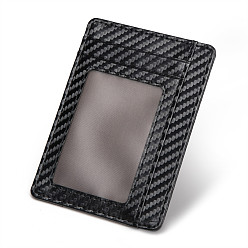 Black Carbon Fiber Stripe Microfiber Card Case, Slim Minimalist Card Holder for Men, Rectangle, Black, 115x80mm