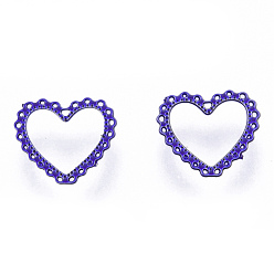 Mauve Heart Spray Painted 430 Stainless Steel Cabochons, Nail Art Decorations Accessories, Mauve, 0.5x0.55x0.03cm