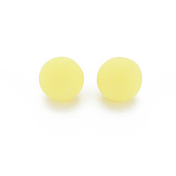 Yellow Opaque Acrylic Beads, Frosted, No Hole, Round, Yellow, 8mm, about 1600pcs/500g