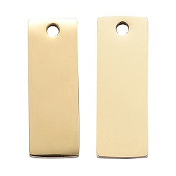 Golden 304 Stainless Steel Pendants, Manual Polishing, Blank Stamping Tags, Rectangle, Golden, 25x9x1.8mm, Hole: 1.4mm