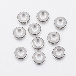 Stainless Steel Color 304 Stainless Steel Beads, Flat Round, Stainless Steel Color, 4x1mm, Hole: 2mm