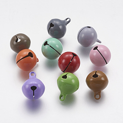 Mixed Color Brass Bell Pendants, Mixed Color, 17.5x14mm, Hole: 2x2.5mm
