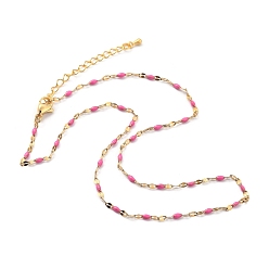 Orchid 304 Stainless Steel Link Chain Necklaces, with Enamel and Lobster Claw Clasps, Golden, Orchid, 15.75 inch(40cm)